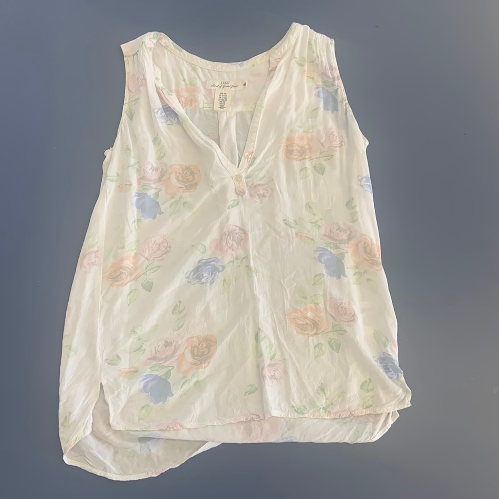 H&M Brand Sleeveless Button Up Shirt with Roses